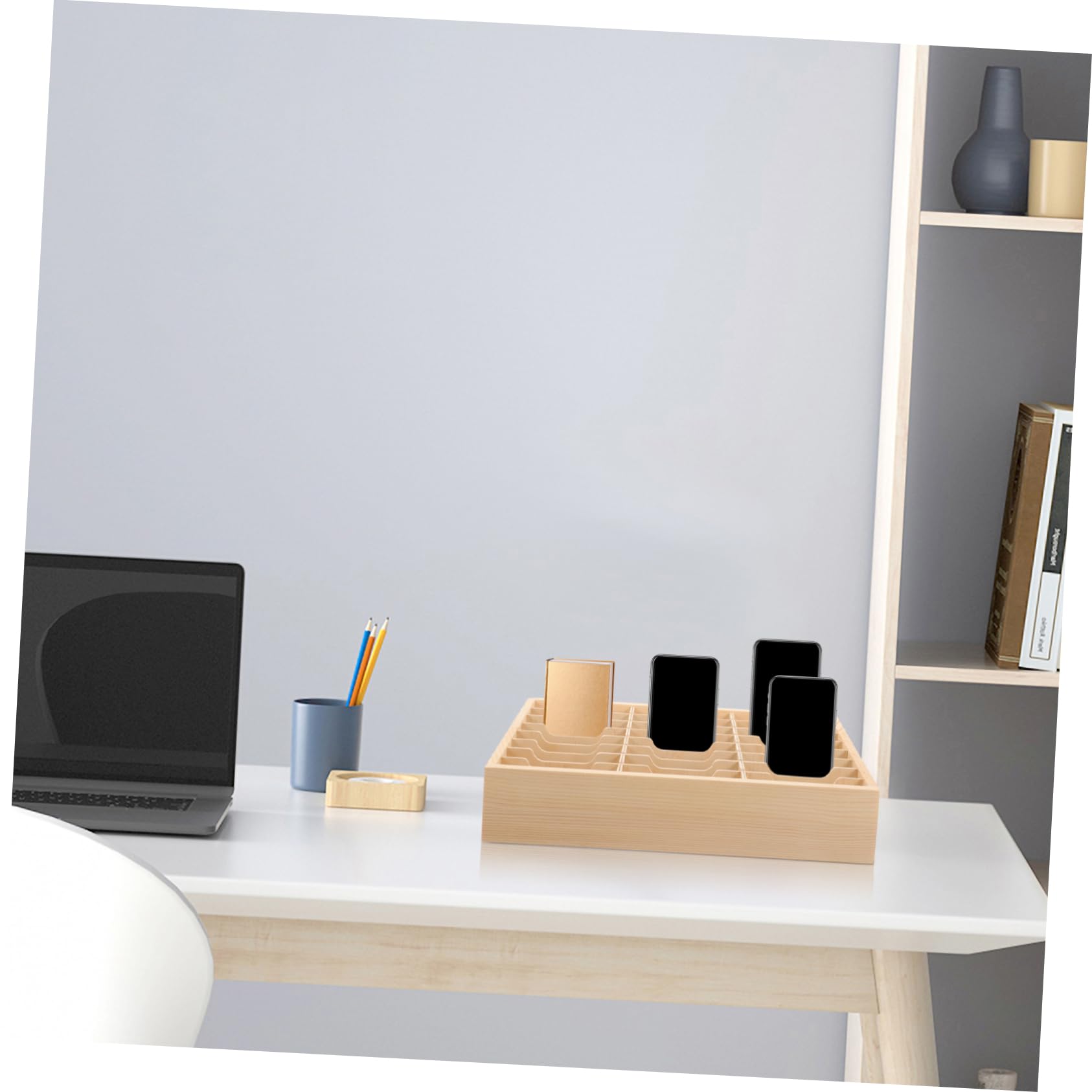 Soporte Para Teléfono Móvil De Madera Múltiples Compartimentos 24 Celdas Caja De Almacenamiento Funcional Organizador De Escritorio Para Aulas y Salas De Reunión