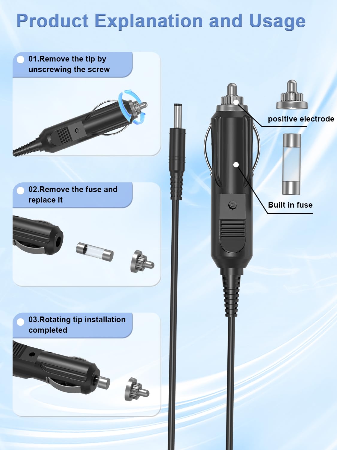 12 V Car Power Cord kompatybilny z Inogen One G2 G3 G4 G5