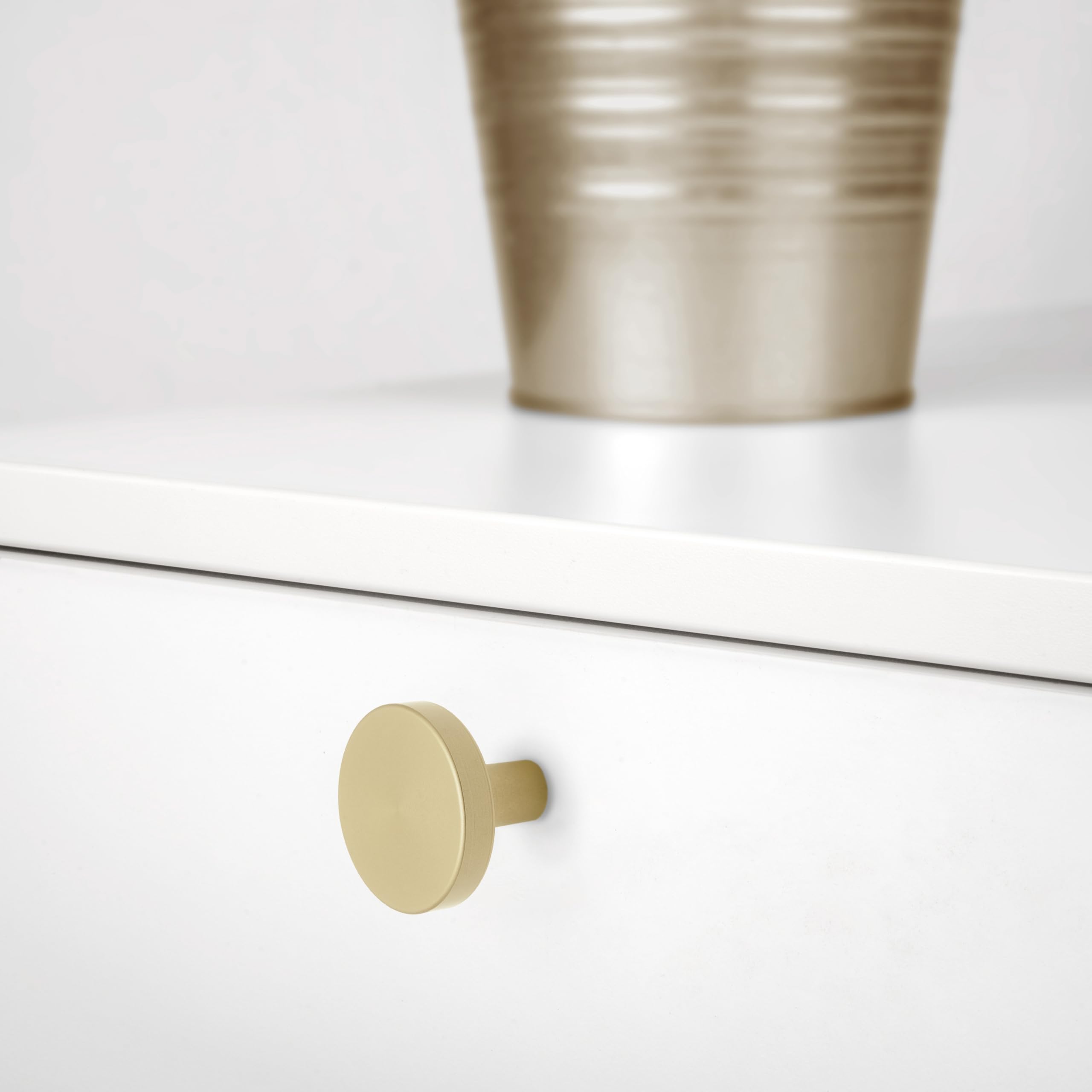 Emuca - Lot de 10 Furniture knobs, Diameter 30mm, Aluminium, Gold, 10 unidades - Image 2