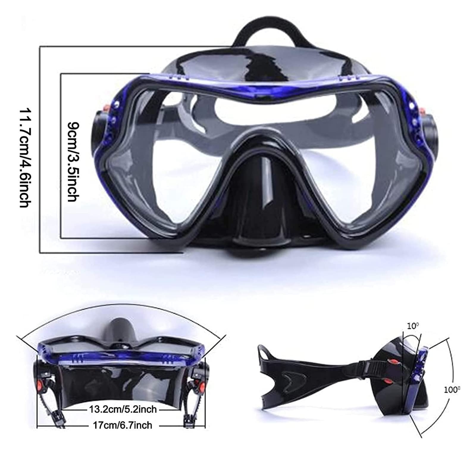 máscara submarina, Máscara de Buceo Snorkel Máscaras Profesionales Visión Amplia Equipo for Deportes acuáticos Gafas Submarino