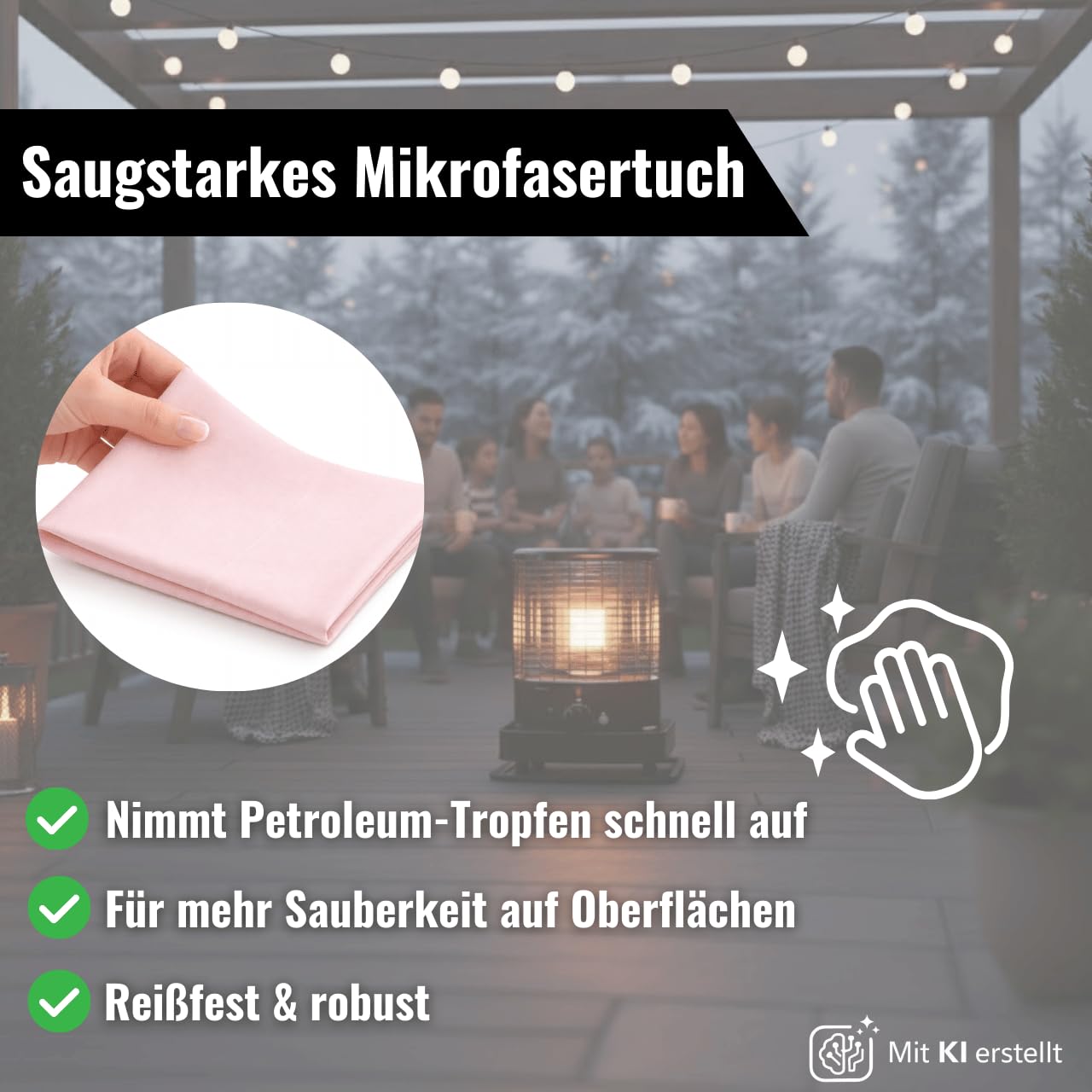 Petroleum 20l geruchsarm für Petroleumofen Heizofen Heizer Lampen Öllampe Heizgeräte Kamin Dochtbrenner Camping Werkstatt inkl. Reinigungstuch