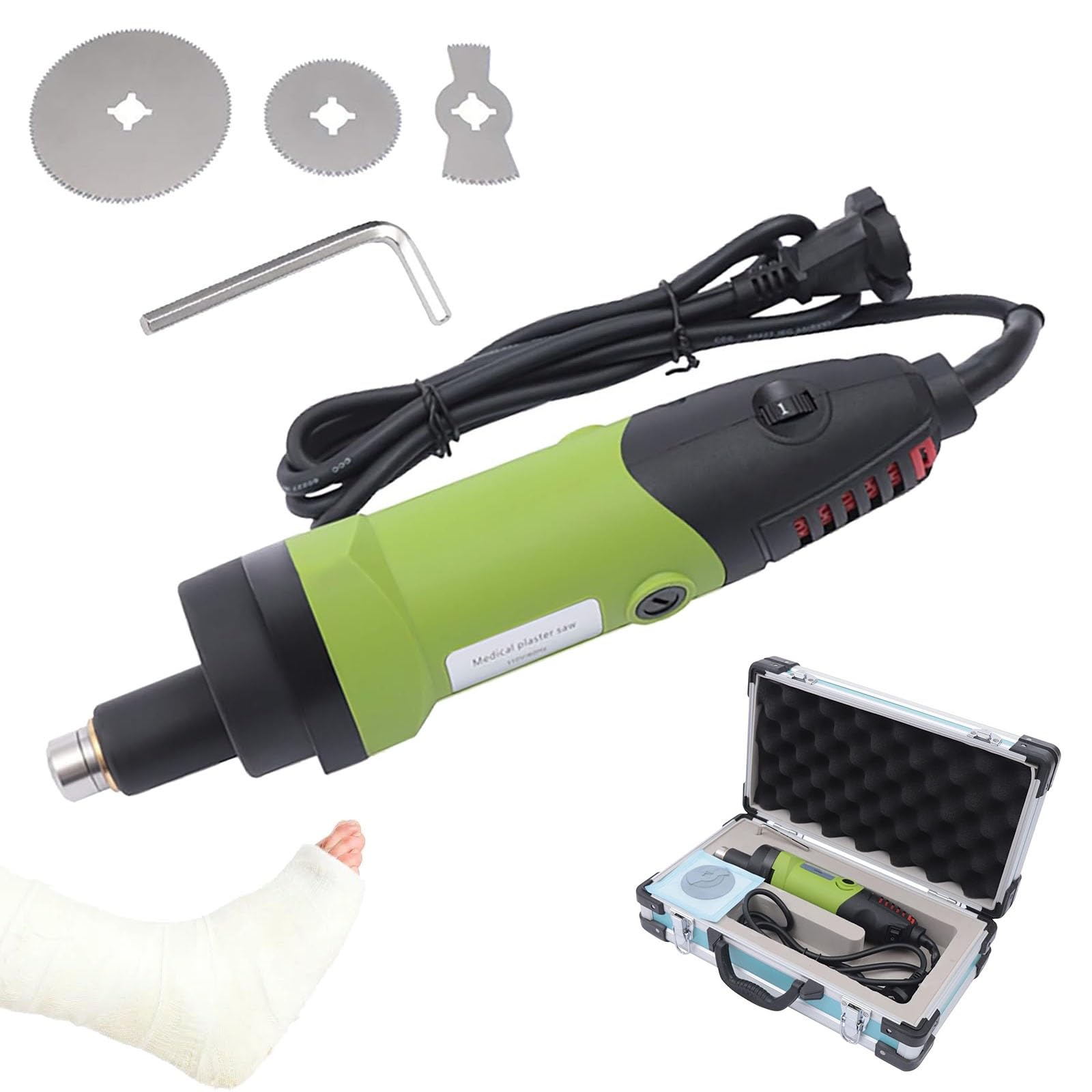 Iuoklu Gold/Light Electric Gypsum Saw Casting Knife,Oscillating Speed Adjustment, Electric Cutter, Electric Gypsum Saw,With Three Aluminum Alloy Blades