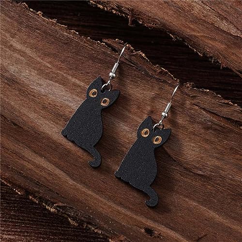 Kawaii Halloween Black Cat Earring for Women Lightweight Black Cats Dangle Earrings3