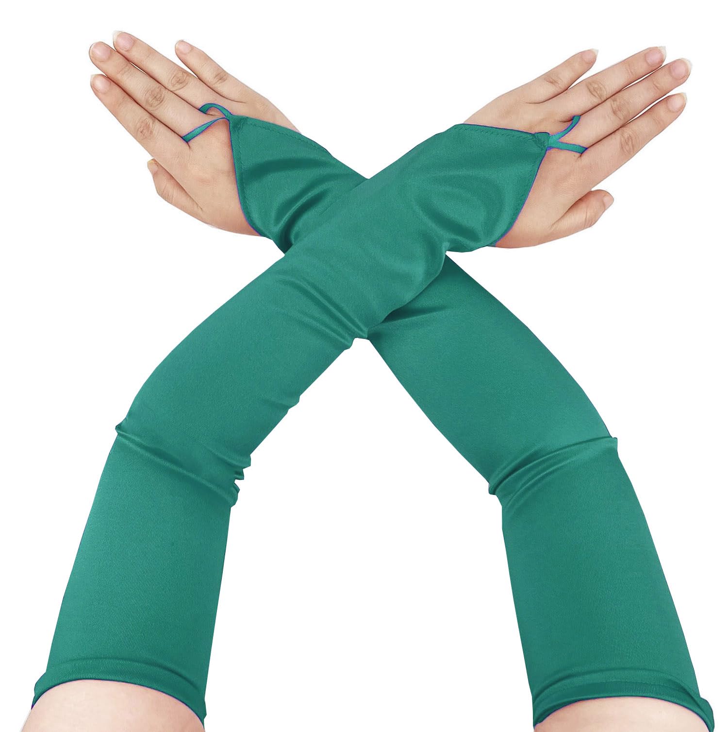 Gaoin Fingerless Long Glove 1920s Satin Stretchy Elbow Length Opera Party Gloves