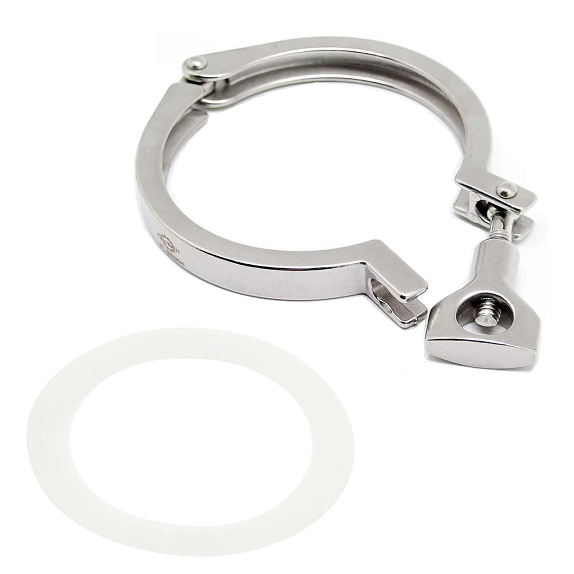 QiiMii Stainless Steel 304 Heavy Duty Sanitary Clamp Single Pin Tri Clover 3 inch with 1 pc Silicone Gasket, 1 Pack