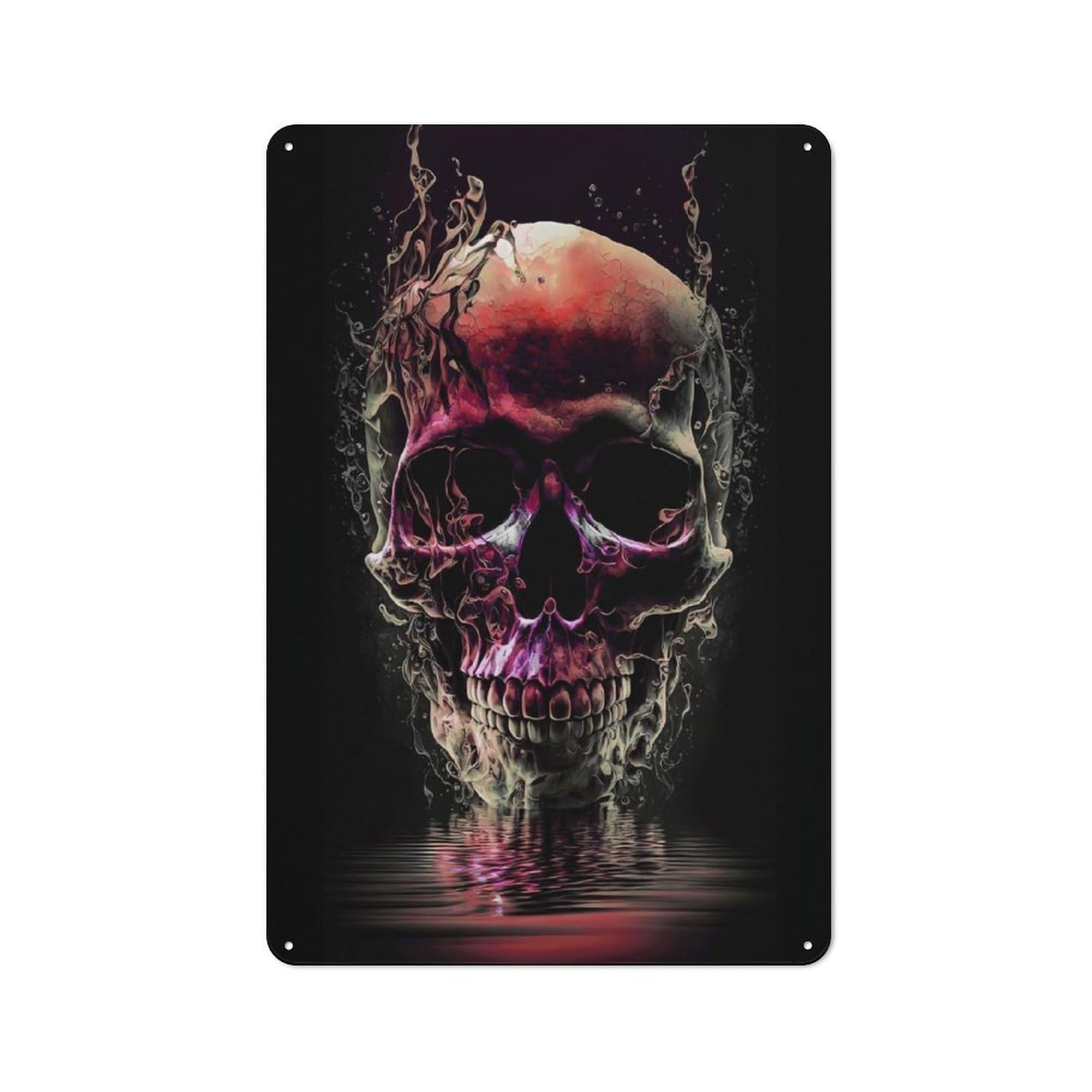 Junmoney 3D Skull Aesthetic Tin Wall Plaque 30X20cm With For Garage Or Workshop, For An Autumn Wall Display In Garage And Workshop