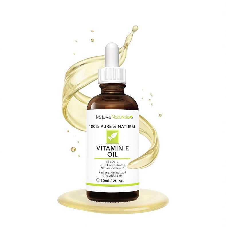 Óleo facial de vitamina E RejuveNaturals d-alpha tocopherol, 85.800 IU, 60 mL