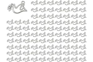Peace Dove Charms for Jewelry Making, 100 Pcs Silver Alloy Dove Pendants