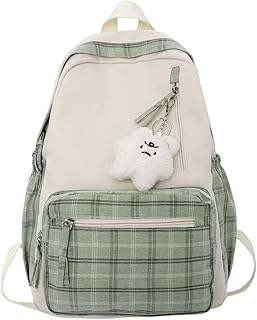 PAIKOE Back to School Backpack, Kawaii Backpack Sage Green Backpack for Girls Teens Preppy School Supplies Daypack College Backpack Travel Casual Daypack for Girls Boys Teens