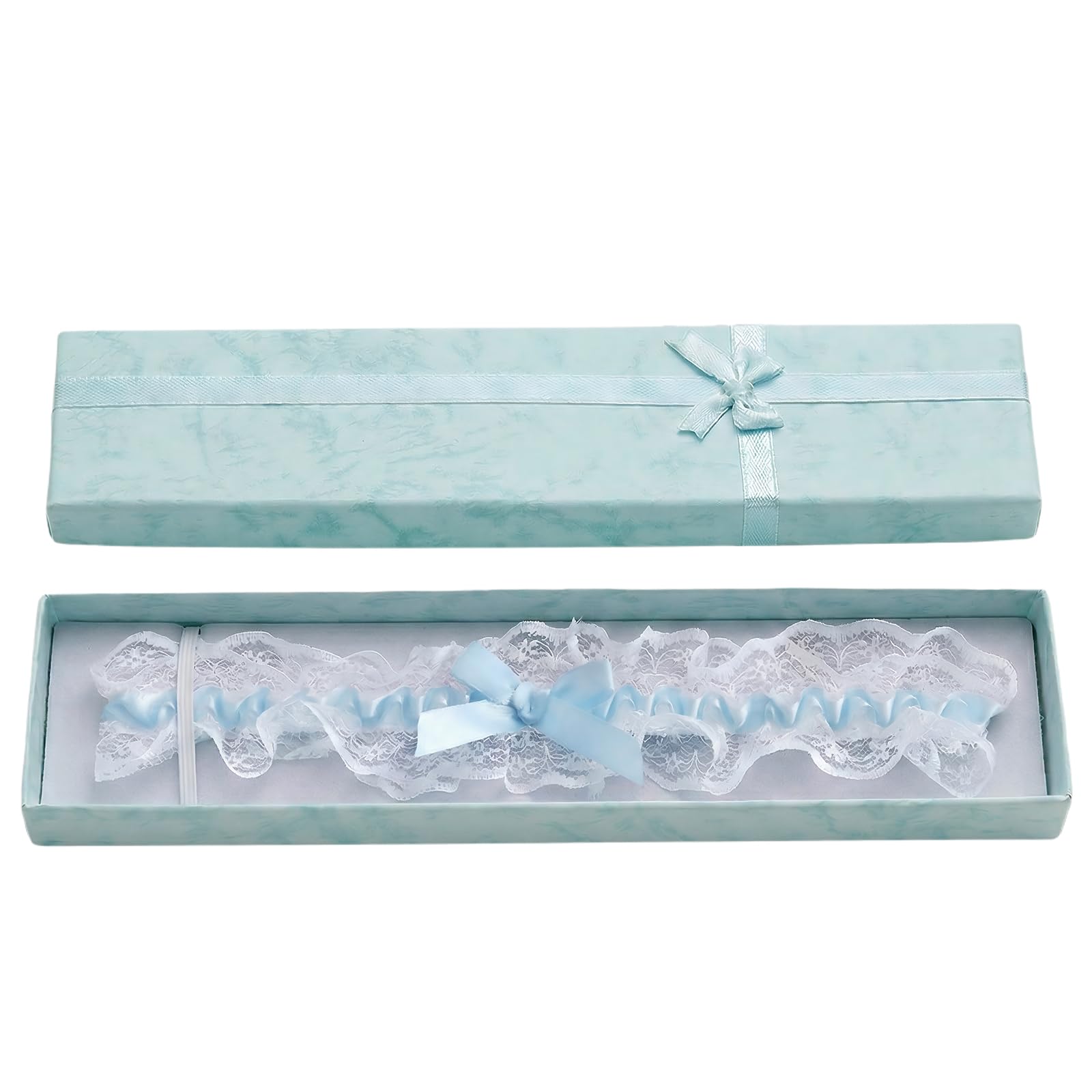 Azoisuwr Women's Blue Garters For Brides With Gift Box,Lace Wedding Garter,Something For The Bride,Wedding Accessories,For Bridal Shower,Bachelorette,Wedding Hen Party