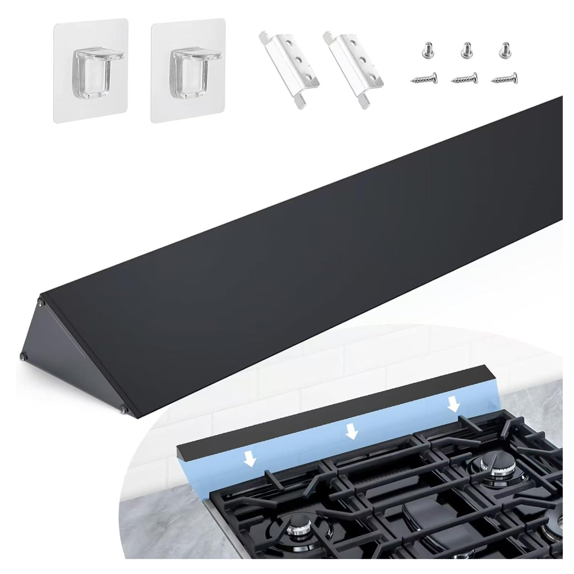 Eveanro 30" Slide-in Range Rear Filler Kit W10113901A, Stove Gap Universal Triangular Filler Strip, Cooktop Trim Kit Between Stove and Backsplash for Whirlpool & Most Brand, Durable Aluminum, Black
