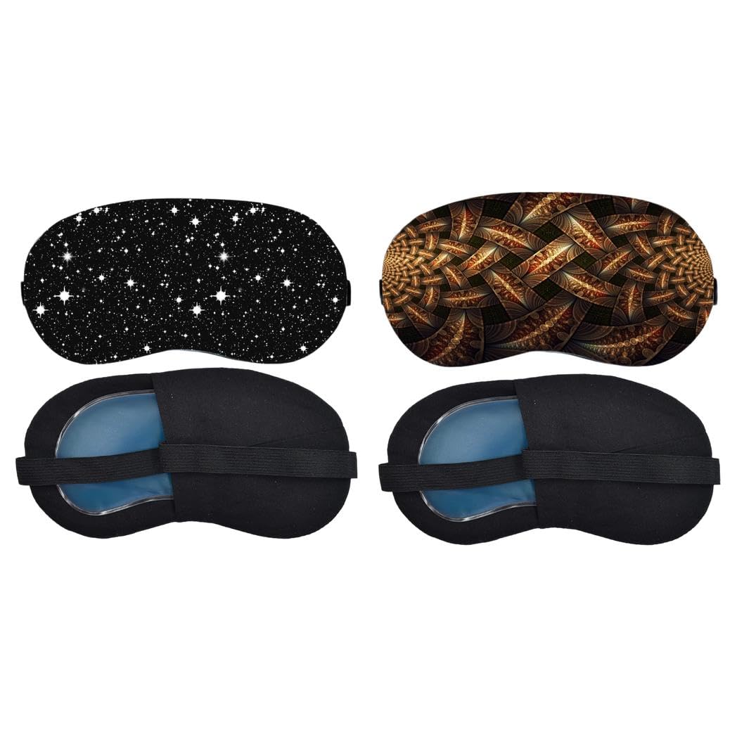 Aoxeria Starry Night Sky, Bronze Geometric Weave Sleeping Mask Combo, Soft Comfortable Light-Blocking Eye Cover for Women, Men & Kids, Reusable Blindfold for Night Sleep, Nap, Travel (Pack of 2)-image-26