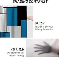 Vista 4 de Blue Black Grey Kitchen Curtains Set 3 Piece for Windows Curtains Valance and Tier Set 36 Inch Modern Rod Pocket Short Tier Curtain for Bathroom