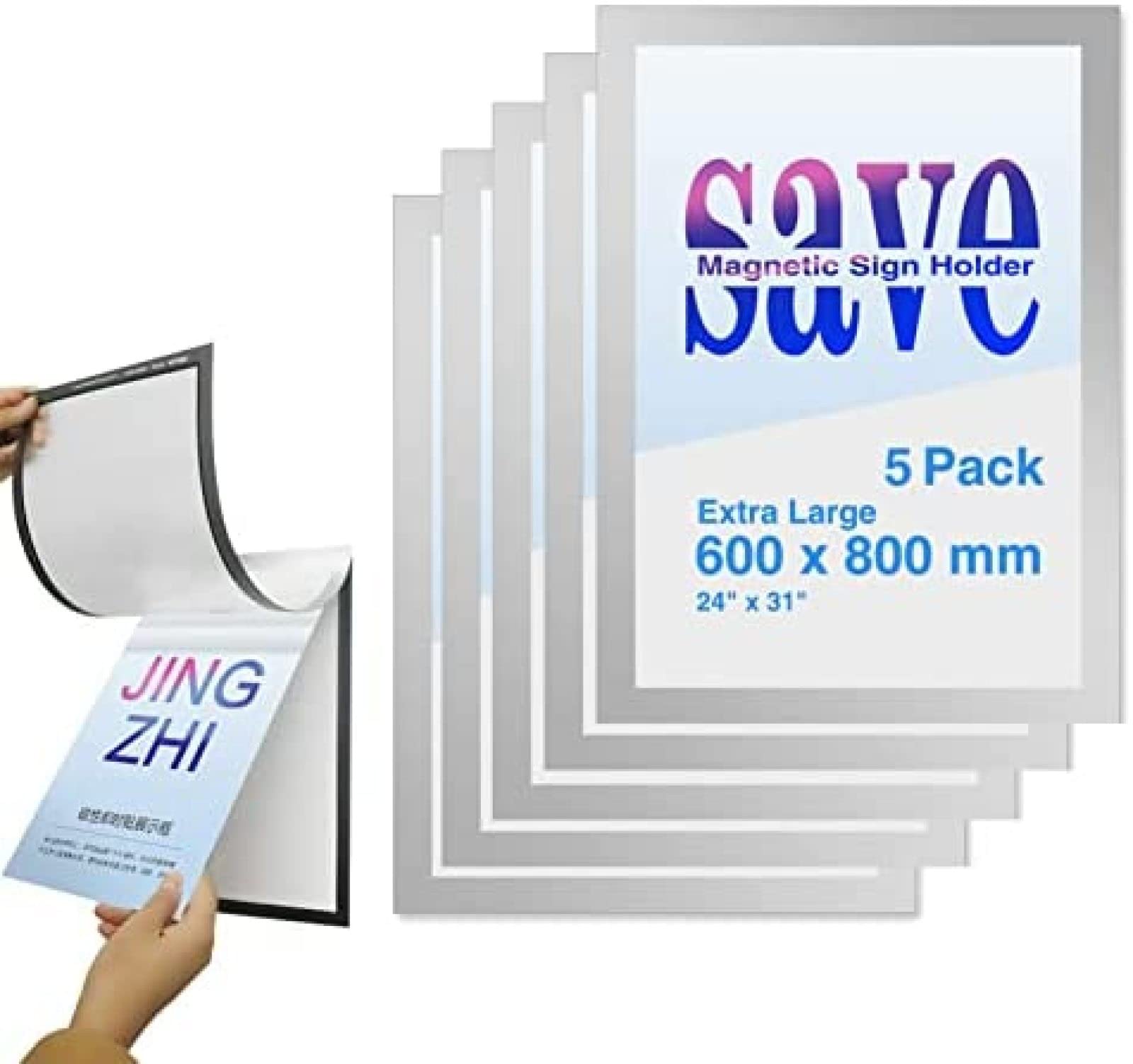 DIE Magnetic Sign Holder Self-Adhesive Plastic Display Frame Window Sign For Menu, Poster, Notice, Picture, For Wall, Door, Business & Store Sign Holders,5pack,60x80cm/23 x31,Constructive23