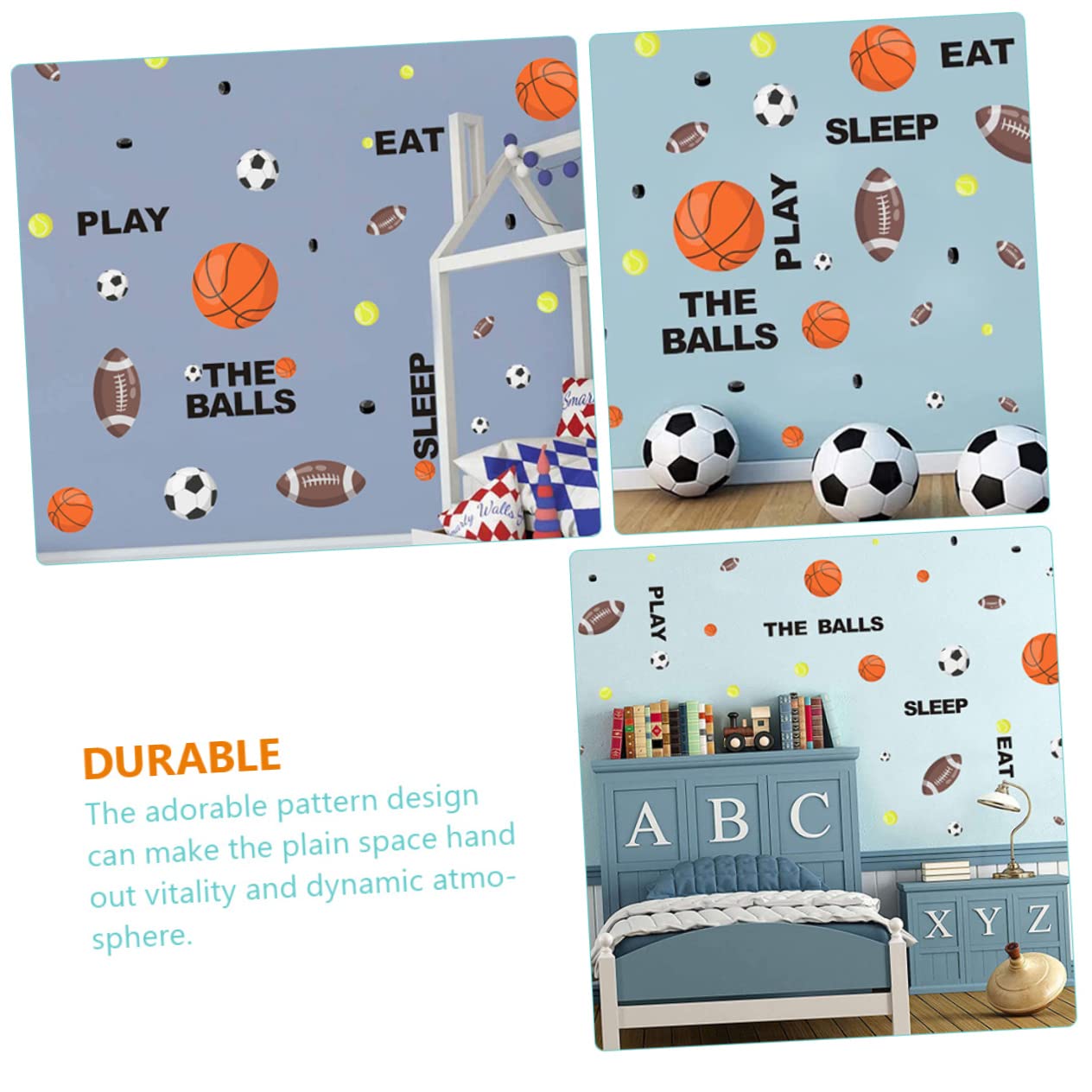 Toyvian 4pezzi Adesivi Murali Decorativi Per Ragazzo Ragazza Stickers Rimovibili Con Motivi Sportivi Di Calcio e Basket Per Camerette e Stanze Dei Giochi