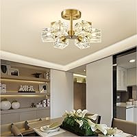 Vista 7 de BOKT Lámpara Sputnik moderna de latón antiguo de montaje empotrado de oro cepillado de mediados de siglo, lámpara de techo semiempotrada de 6 luces