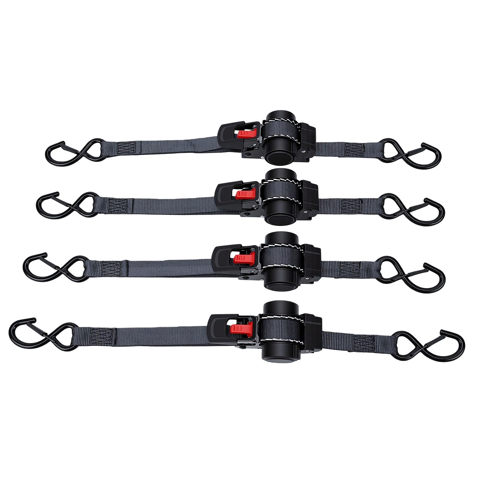 banapoy Cinghie a Cricchetto, 4 Pezzi Cinghie a Cricchetto Retrattili con Cinghia Ad Anello 1 Pollice per Camion, Carico, Rimorchio, Moto, Kayak, Canoa, 1 Pollice X 11,5 Piedi 1800