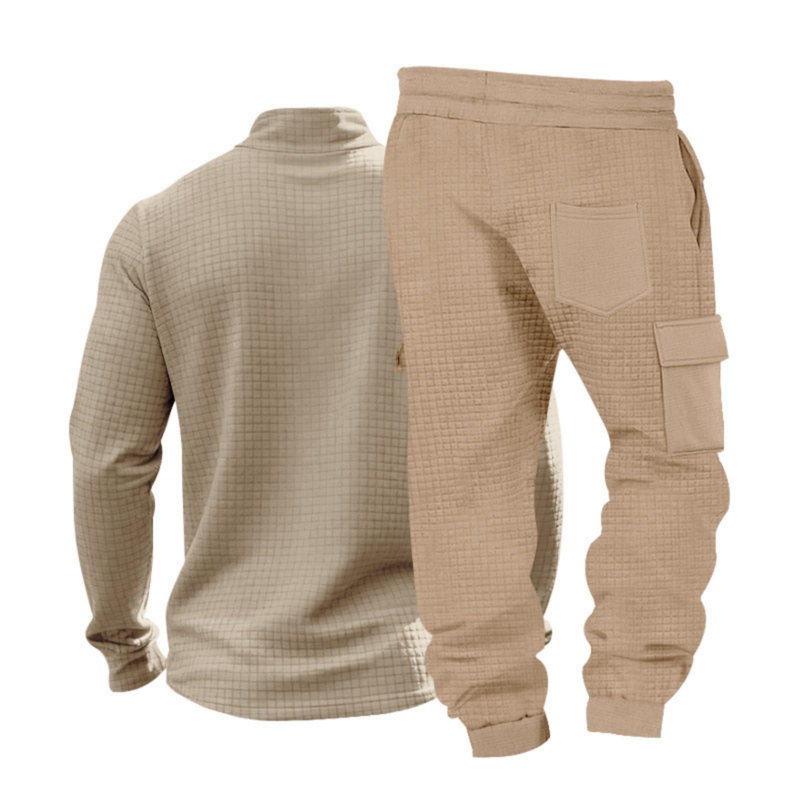 Generisch Herren Jogginganzug Set 2-Teiliger Einfarbig Trainingsanzug | Langarm Sweatshirt mit 1/4 Reißverschluss & Jogginghose,Regular Fit,2-teiliger Tracksuit,für Training,Gym,und Freizeit