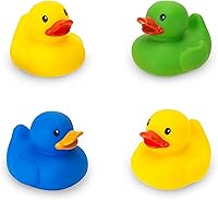 Infantino Duck House 4-Piece Bath Toys Set - Colorful Soft Ducks for Baby Bathtime Fun & Motor Skills