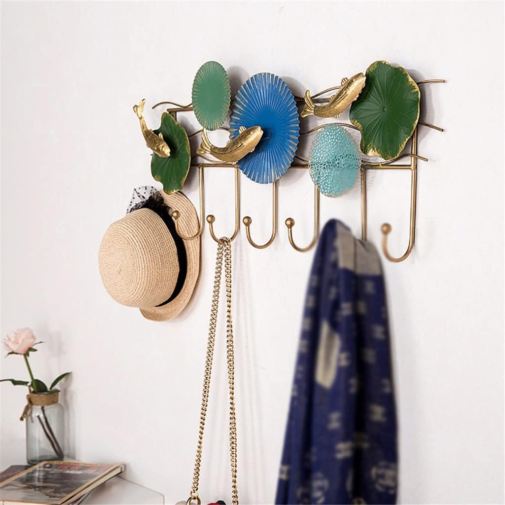 Key Rack Wrought Iron Partition Coat Rack Hook Wall Decoration Storage Hook Bedroom Storage Organizer (Color : Blue Green Size : 76731.5cm)