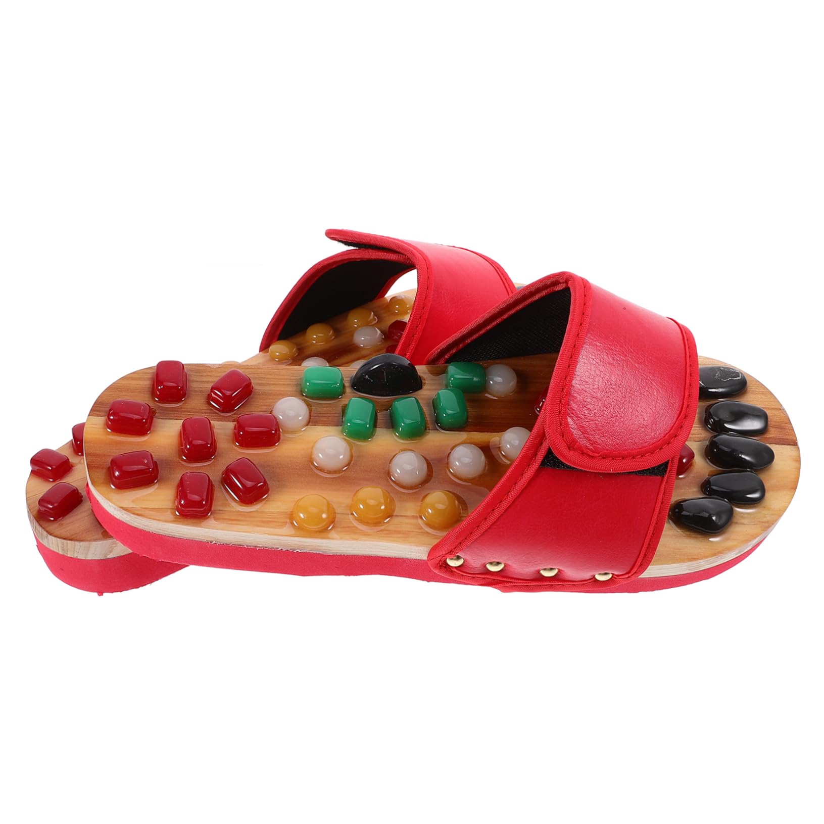 Massagepantoffeln aus Natürlichem Jade Rot Größe 39-40 | Massage Schuhe Damen, Eva und Pu Ausführung, Präzise Fußsohlen Anordnung