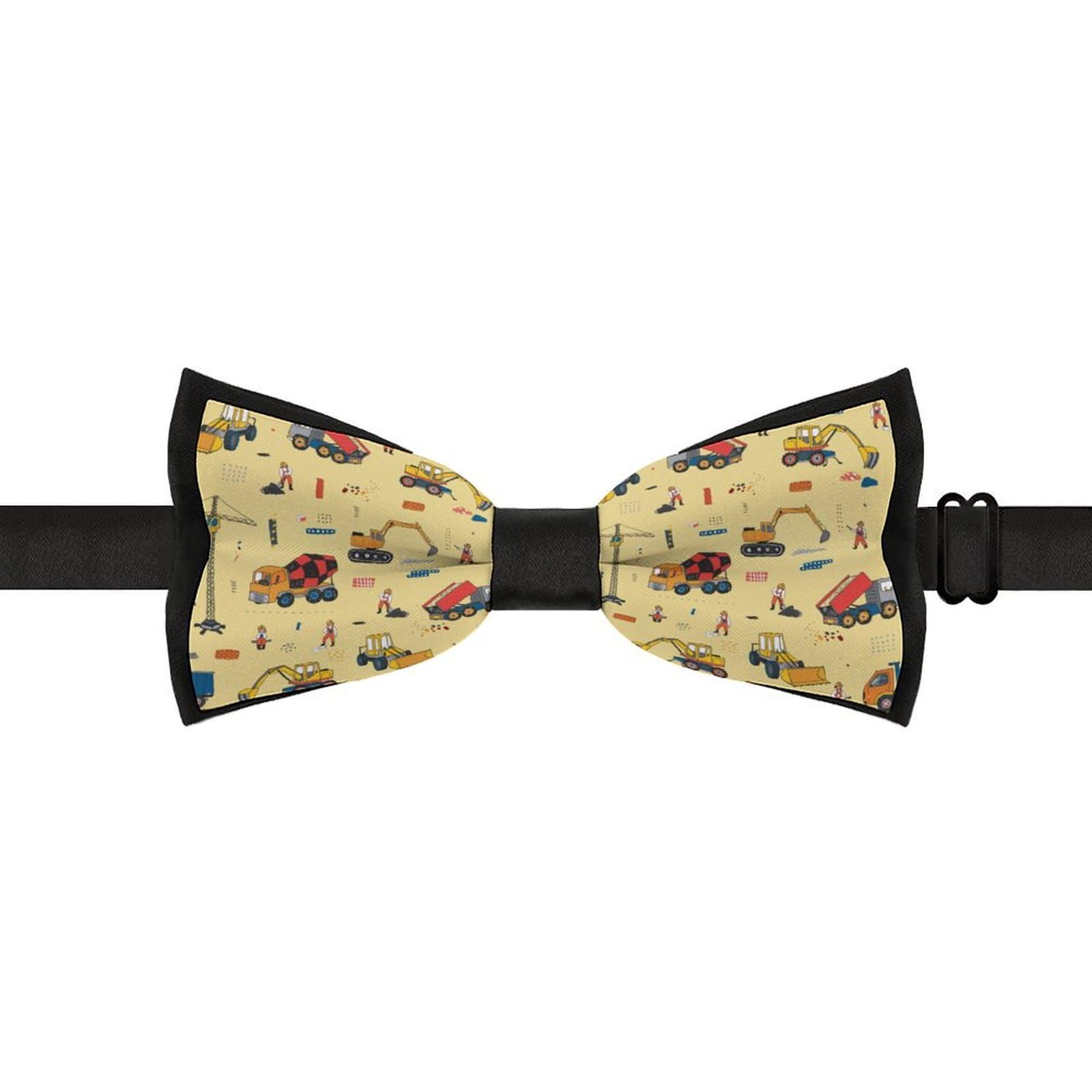 GoasNei Multicolor Construction Trucks Tractors Bow Tie for Men Adjustable Necktie Funny Tie Neck Ties for Weddings Party