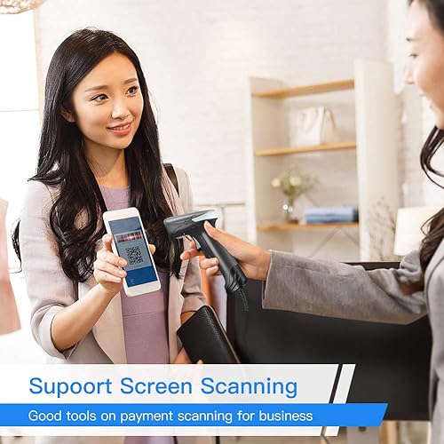 Miniatura 4 de Eyoyo Escáner de código de barras USB QR 2D, lector de código de barras con cable de mano PDF417 Matriz de datos para pago móvil, sistema POS,