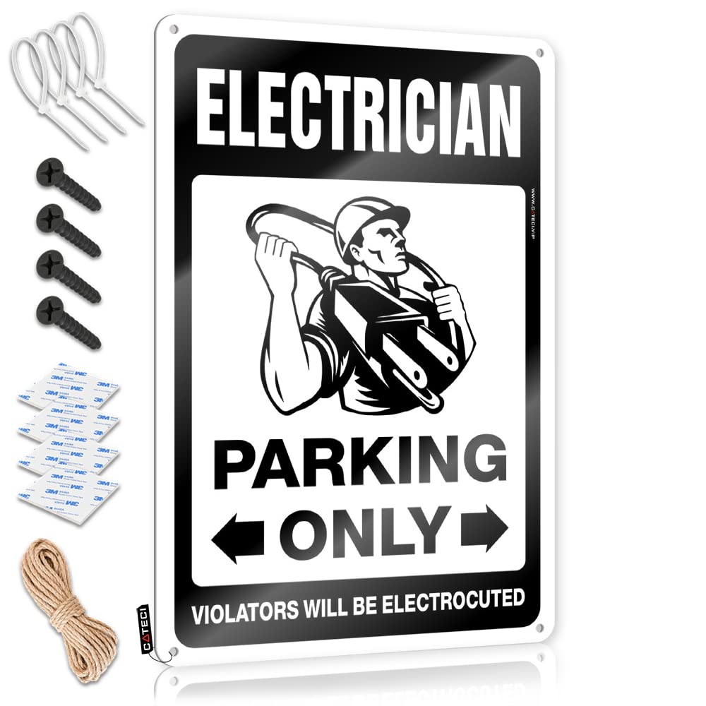 KRAZMURONGD Garage Signs For Men Vintage Bar Signs Vintage Electrician Parking Only Tin Sign(20X30CM)