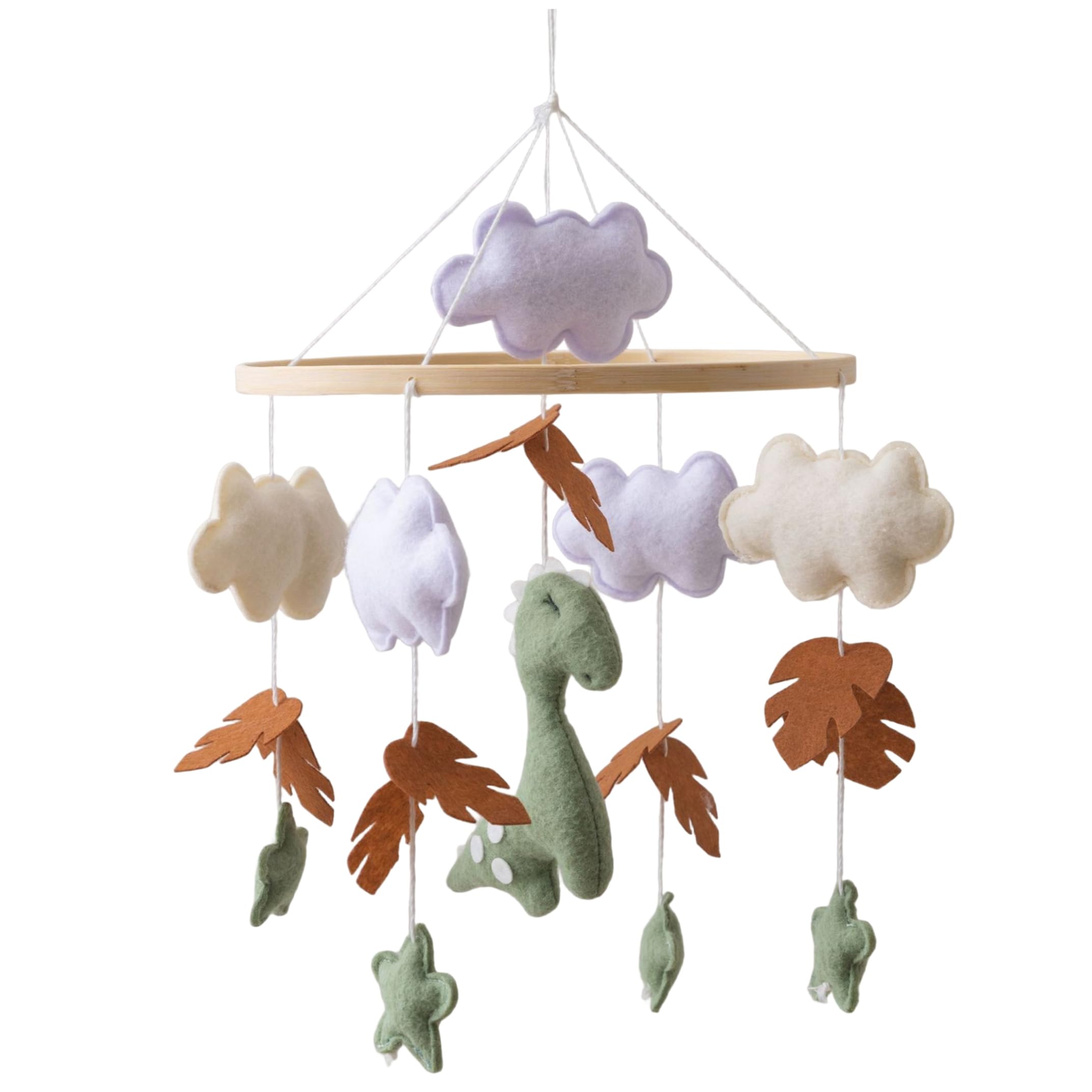 Móvil de cuna con dinosaurios de fieltro ideal para regalo de recién nacido