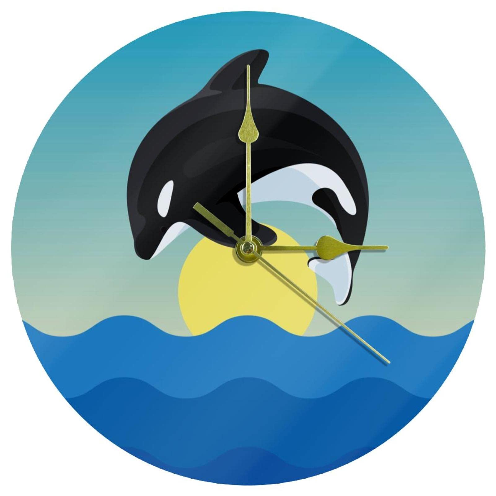 Horloge murale sans tic-tac en acrylique motif baleines pour retrouver le sommeil