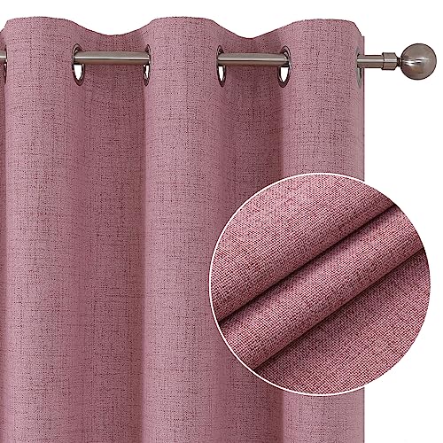 Joydeco JD21002 Pink Blackout Curtains For Nursery Girls Bedroom, 63 Inches Long 2 Panels Thermal Insulated Burlap Linen Curtains thumb #1