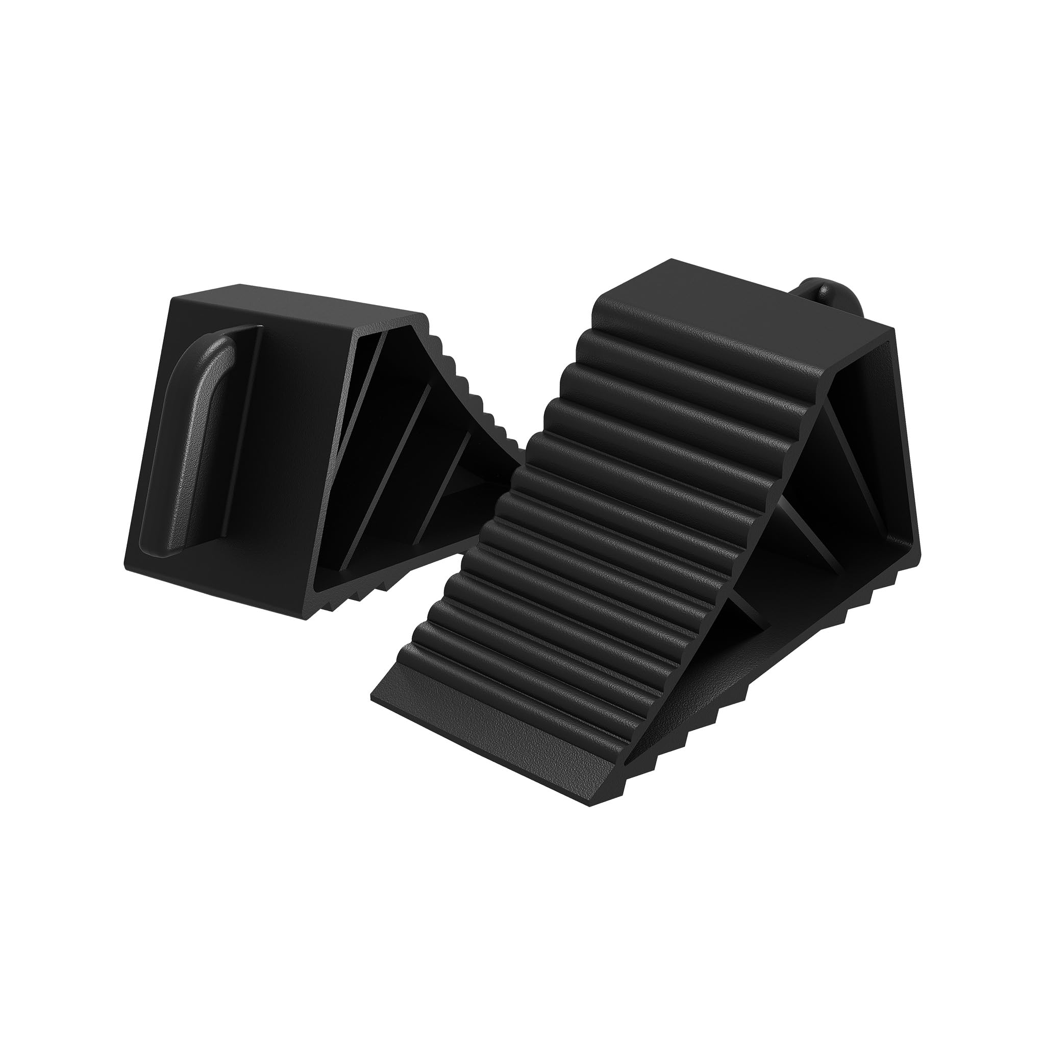 Wiltec Unterlegkeile für Anhänger 2 Stück bis 2 t, Bremskeile Wohnmobil 21 x 8,75 x 10 cm, Keile Auto rutschfest aus TPR für Pkw und Wohnwagen, Auffahrkeile mit Griff