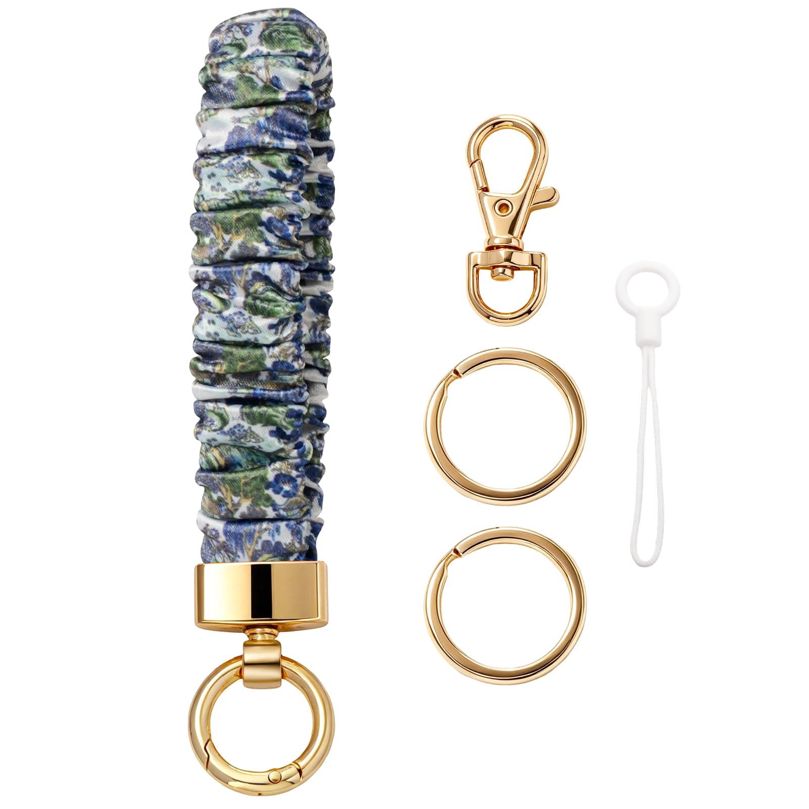 Snylcce Scrunchie Keychain Wristlet Stretchy Elastic Key Ring Bracelet for Women Green Paisley Car Keys Gym Travel