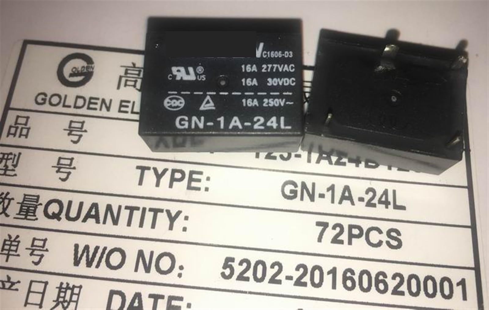 Relais 24V GN-1A-24L KmoNo 16A interrupteur 4 broches pour carte électronique