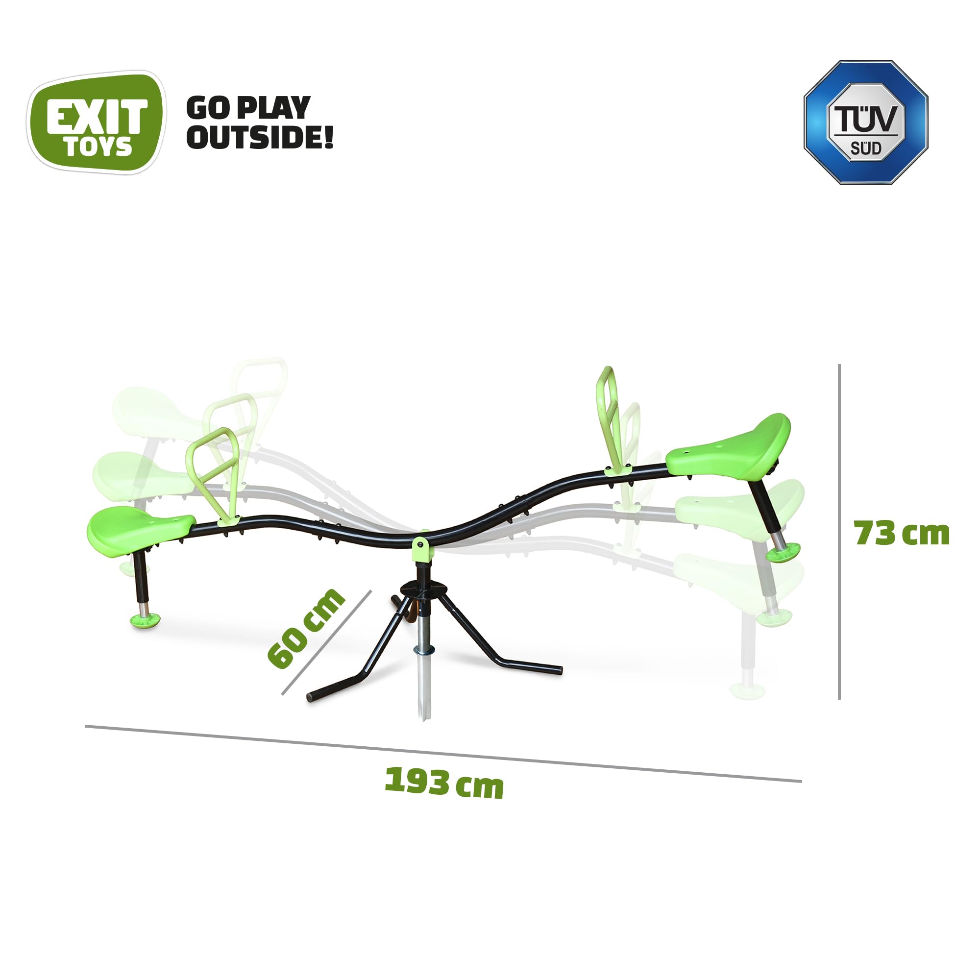 EXIT Karusselwippe Spinner 48.01.10.00 193 x 60 x 72,6 cm schwarz-grün 10 kg ab 3 Jahre
