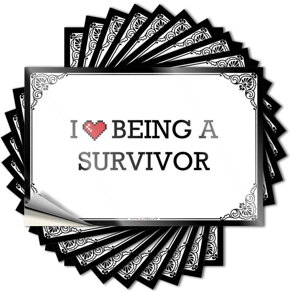 Fzfn Men's Colour Tattoo Stuff Easy Apply | I Love Being A Survivor Accent Bumper Peel And Stick(8X12cm)