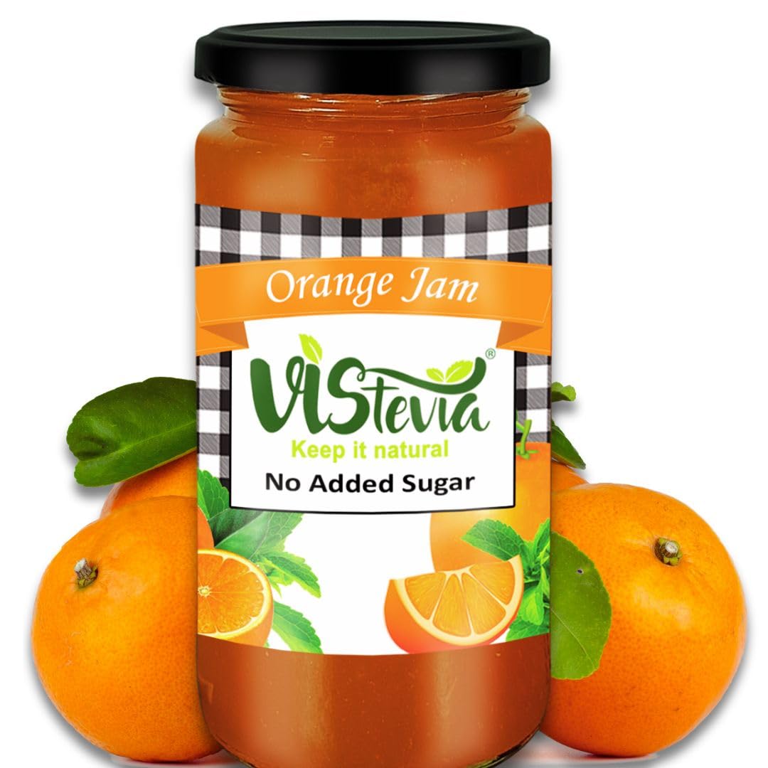 Vistevia Sugar Free Orange Marmalade, Diabetic and Keto Friendly - Sweetened Naturally with Stevia, More Than 60% Orange Juice Content - Tastes Delicious - Pack Of 1 (400GM)