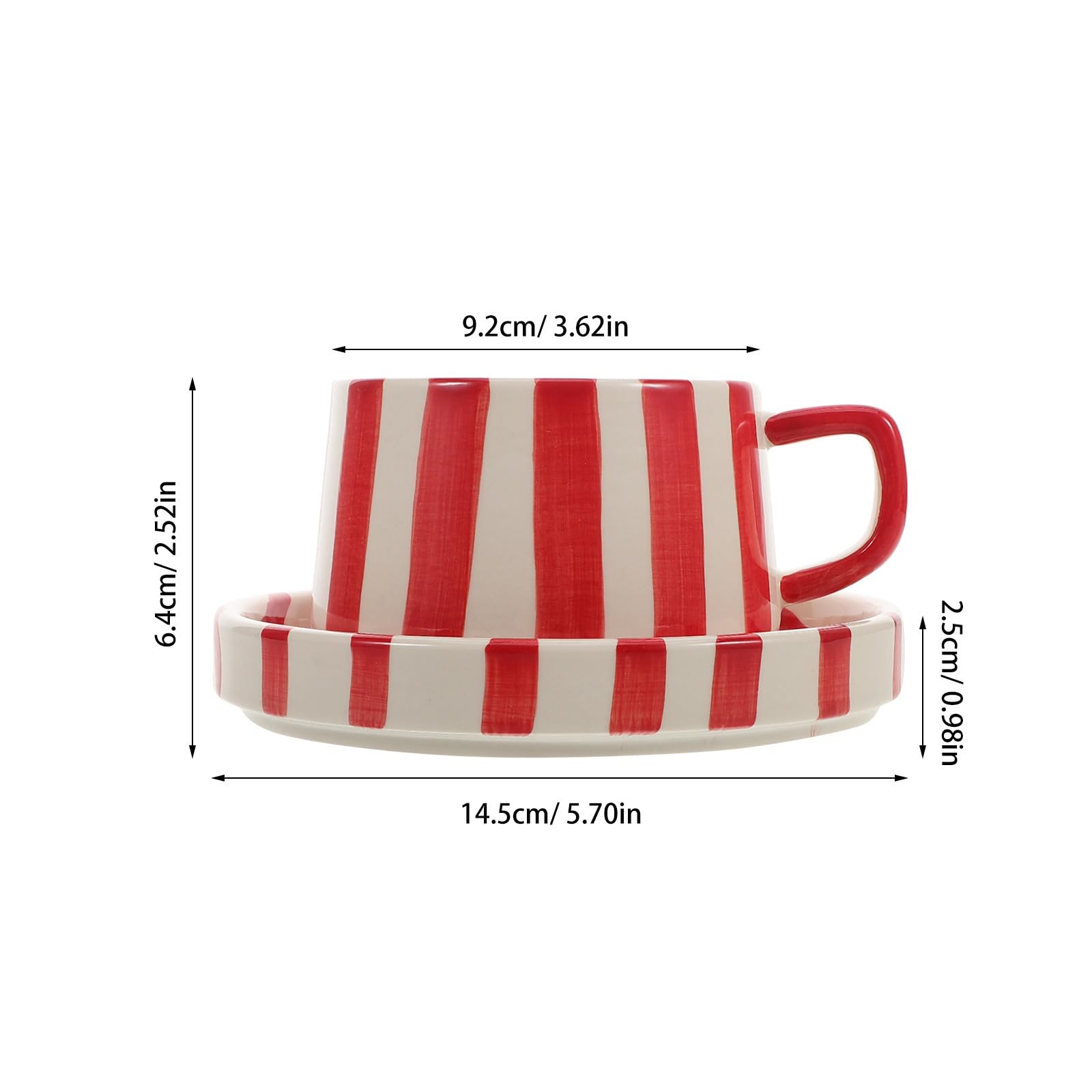 Didiseaon Tasse à Café en Porcelaine Soucoupe, Mug à Cappuccino et Thé, Design Rayures Original pour Collection et Usage Quotidien