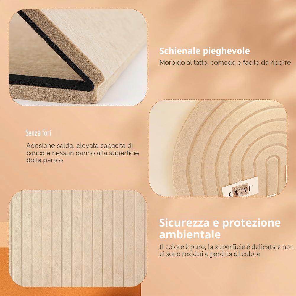 Tavola Fotografica Pieghevole Autoadesiva, 60x120cm con Bordi Tondi, Bacheca Decorativa per Camera dei Bambini, Parete in Feltro da 0,9cm di Spessore, Bacheca per Promemoria, Appendiabiti per Scuola