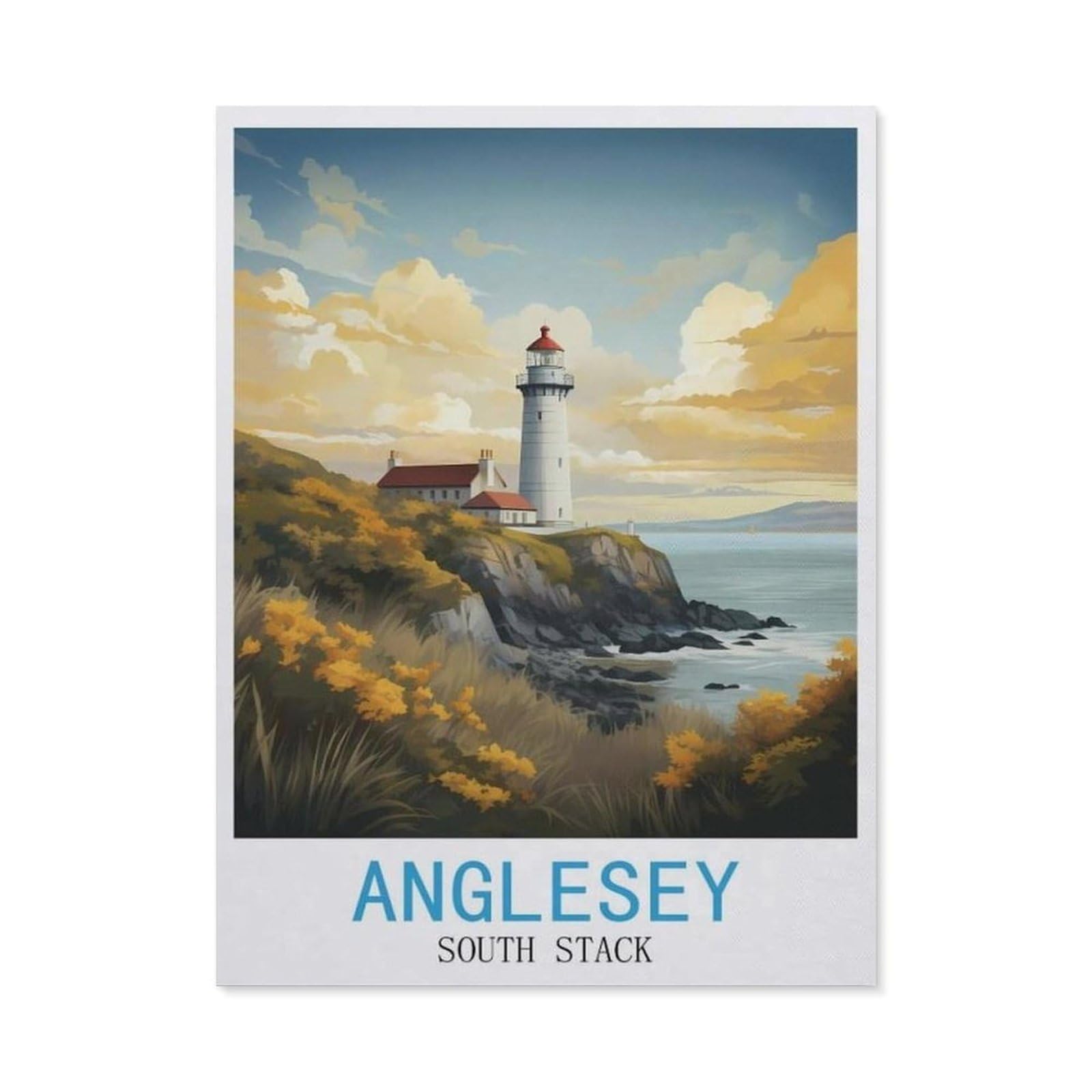 Anglesey South Stack,Jigsaw Puzzles for Adults 1000 Piece, Classic Puzzle Teens Boys Girls Puzzles Sturdy Tight Fitting Pieces,Letters On Back for Ideal Challenging And Gift（75x50cm）-AX90