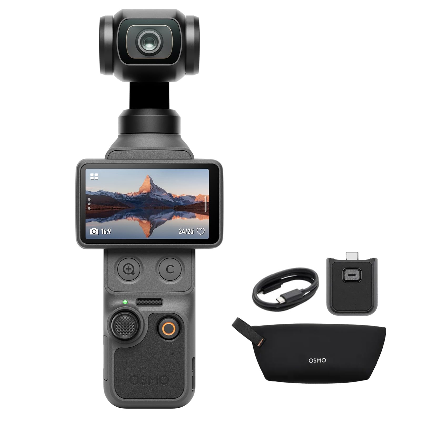 DJI Osmo Pocket 4 Essential Combo, Pocket Gimbal Vlog Kamera, 1″ CMOS und 4K/240fps, 3‑Achsen-Stabilisierung, 2× verlustfreier Zoom, 107 GB integrierter Speicher