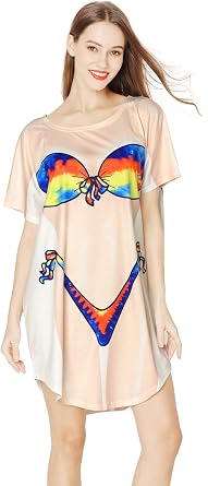 Bellady Rainbow Funny Bikini Shirts,Plus Size Swimsuit Cover Up for Women,Novelty Bathing Suit
