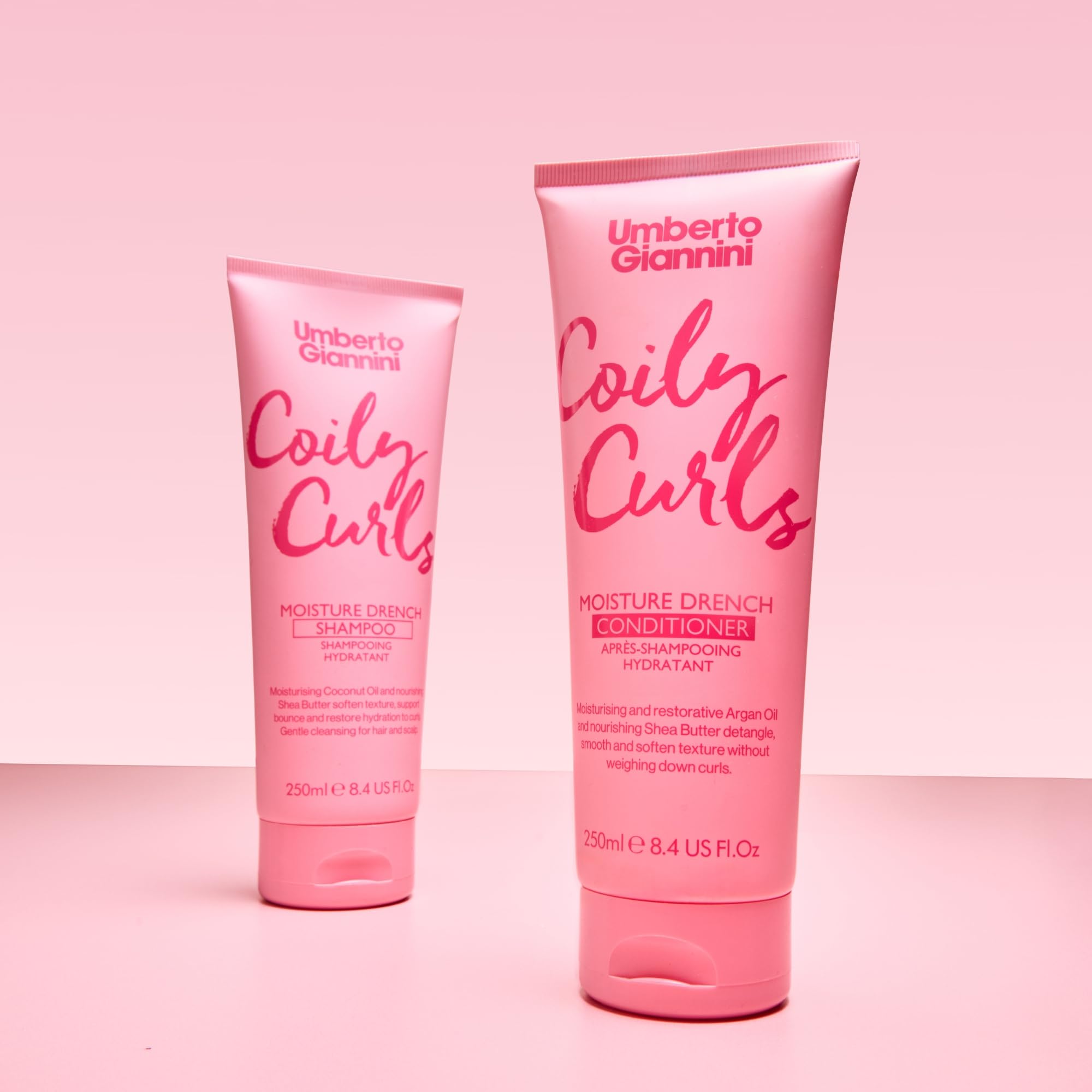 Umberto Giannini Coily Curls - Set shampoo e balsamo idratante vegano e cruelty free, duo per capelli ricci