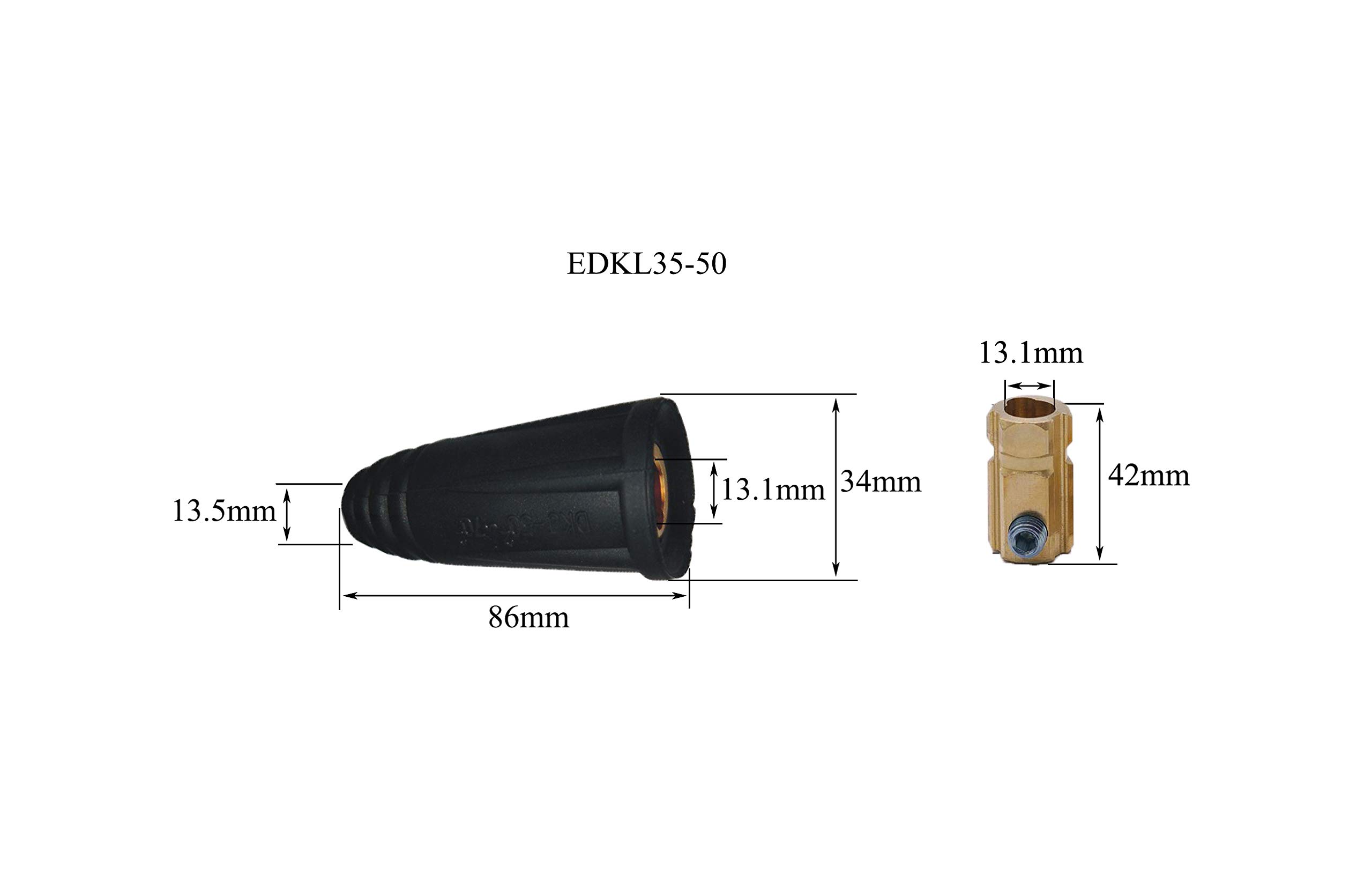 RIVERWELD TIG Welding Cable Panel Connector Plug & Socket Set DKJ35-50 & EDKL35-50 315Amp with Black Colour Dinse-Style Quick Fitting 2pcs - Image 3
