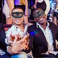 Vista 59 de IETANG - Antifaces venecianos para parejas, baile de máscaras, accesorios de disfraz o fiesta, 1 par Negro