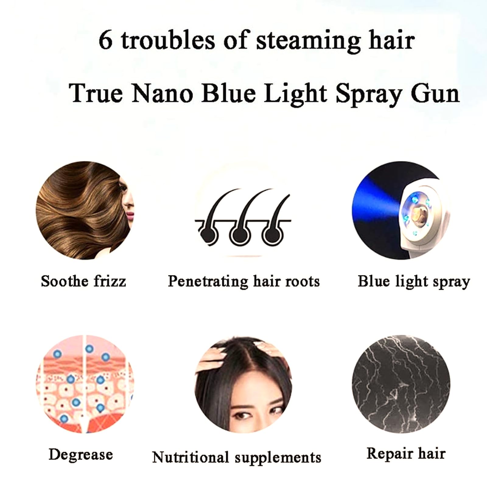 NGARY Pistola Pulverizadora De Micro Niebla, Pulverizador Nano para El Cuidado del Cabello con Pistola De Vapor con Luz, para El Hogar Y La Oficina