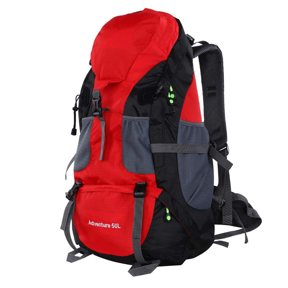 Bolsa de trekking de 50L, Mochila deportiva a prueba de agua Senderismo Mountaintop Moto Ski Unisex Mochila(rojo) Montañismo Y Camping Paquete De Montañismo