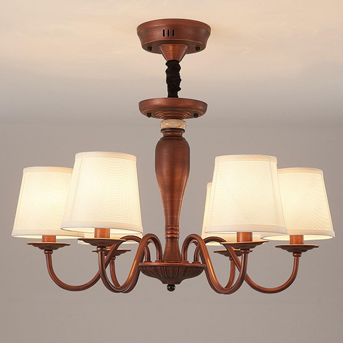 HXYSXHJUO E27 American retro chandelier, simple country for living room, dining bedroom, main study room lighting,6 heads