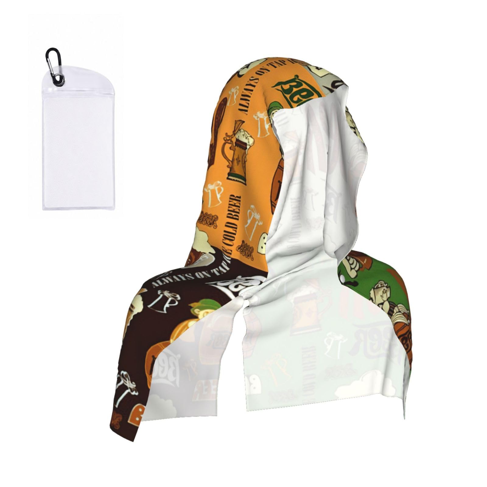 YQxwJL Beer Print Unsex Cooling Hoodie Towel, Cools Instantly When Wet Sun Protection For Sports Fitness Gym