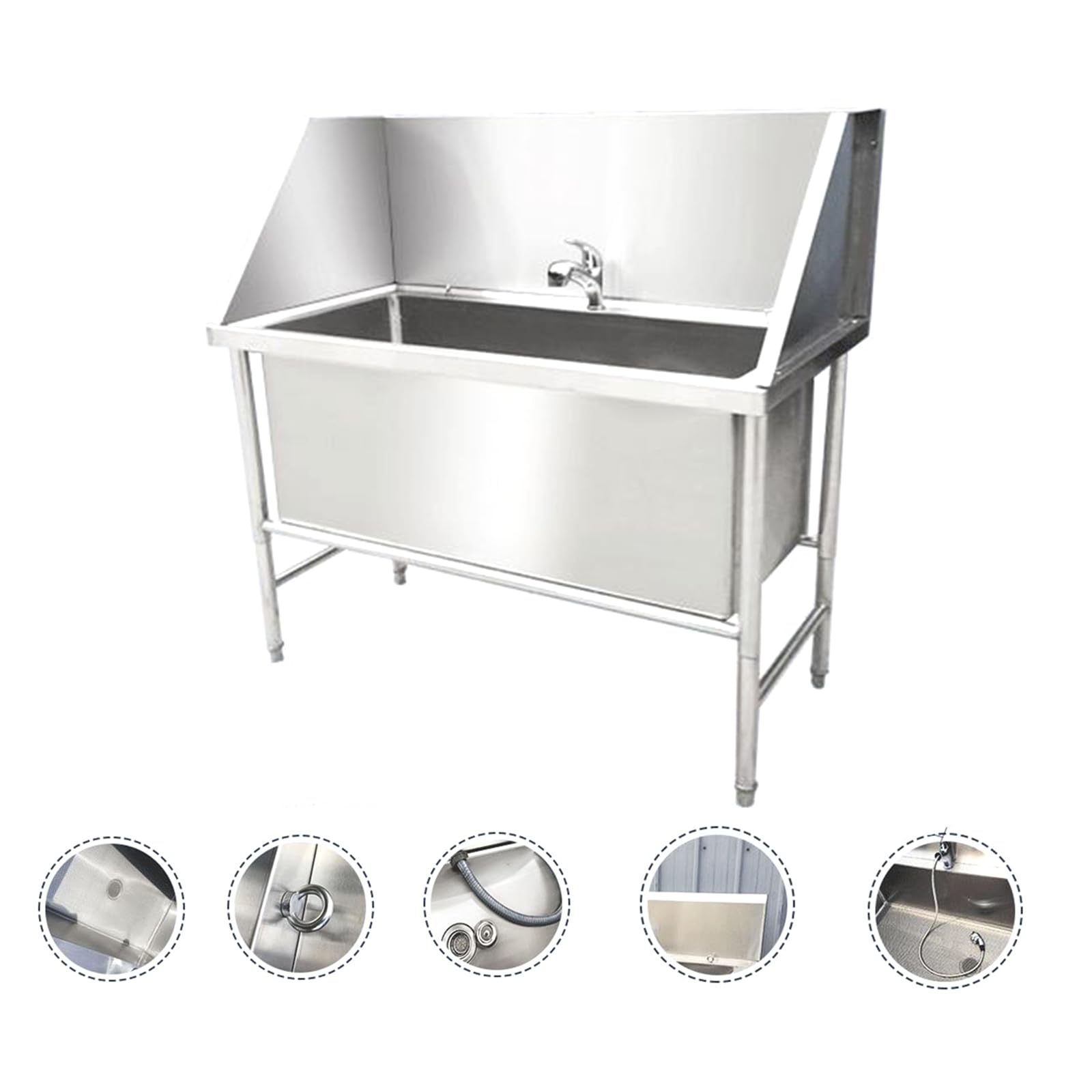 RENJJPBO Dog Bath Professional Commercial Stainless Steel Pet Dog Grooming Bath Tub,Pets Bathing Tub,Pet Wash Station,Dog Grooming Bathtub (120cm(47in))